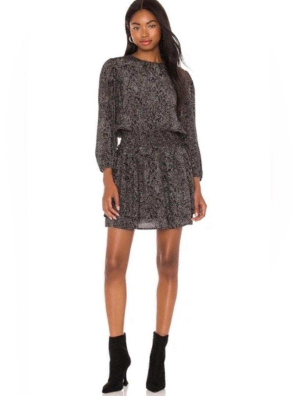 Rails Inez Python Print Mini Dress Smocked Waist XS